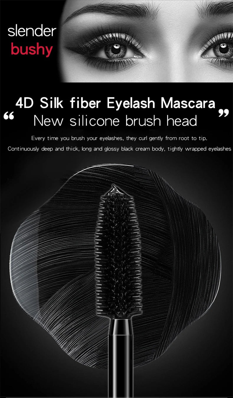 1PC 4D Silk Fiber Lash Curling Mascara for Eyelash Extension Black Thick Long Waterproof  Eye Lashes Mascara Makeup Cosmetics