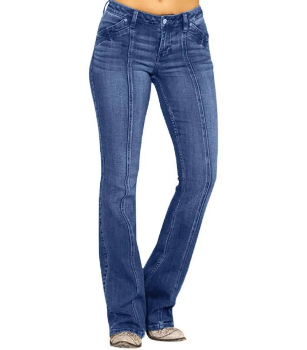 2025 New Women's Low Waist Boot Cut Jeans Fashion Slim Stretch Denim Flared Pants Casual Female Trousers XS-4XL Drop Shipping
