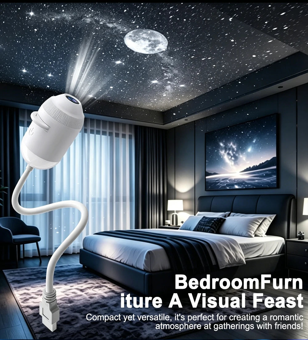USB Car Interior Roof Star Galaxy Projection Ambient Lighting 360° Adjustable Starry Sky Ambient Projector Light Touch Control