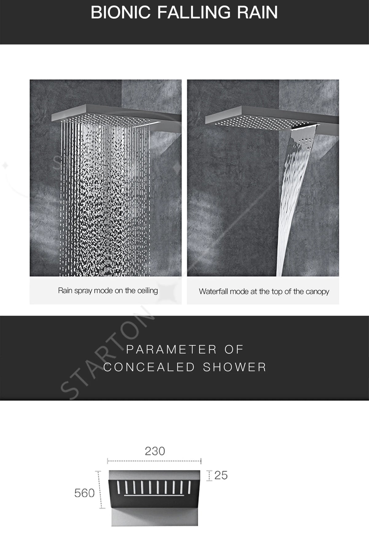 Luxury Black Brass Shower System, Wall Mounted Led Digital Display, Cold Hot Dual Control, Four Function Ceiling Shower Tap