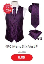 Designer Vest for Men Purple Embroidered Silk Waistcoat Tie Pocket Square Set Wedding Formal Male Suit Party Barry Wang