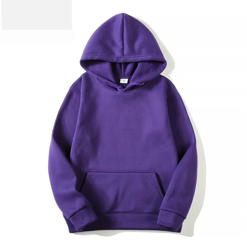 2025 unisex hooded sweatshirt men's solid color sweatshirt men's and women's long sleeved plug-in pocket pullover