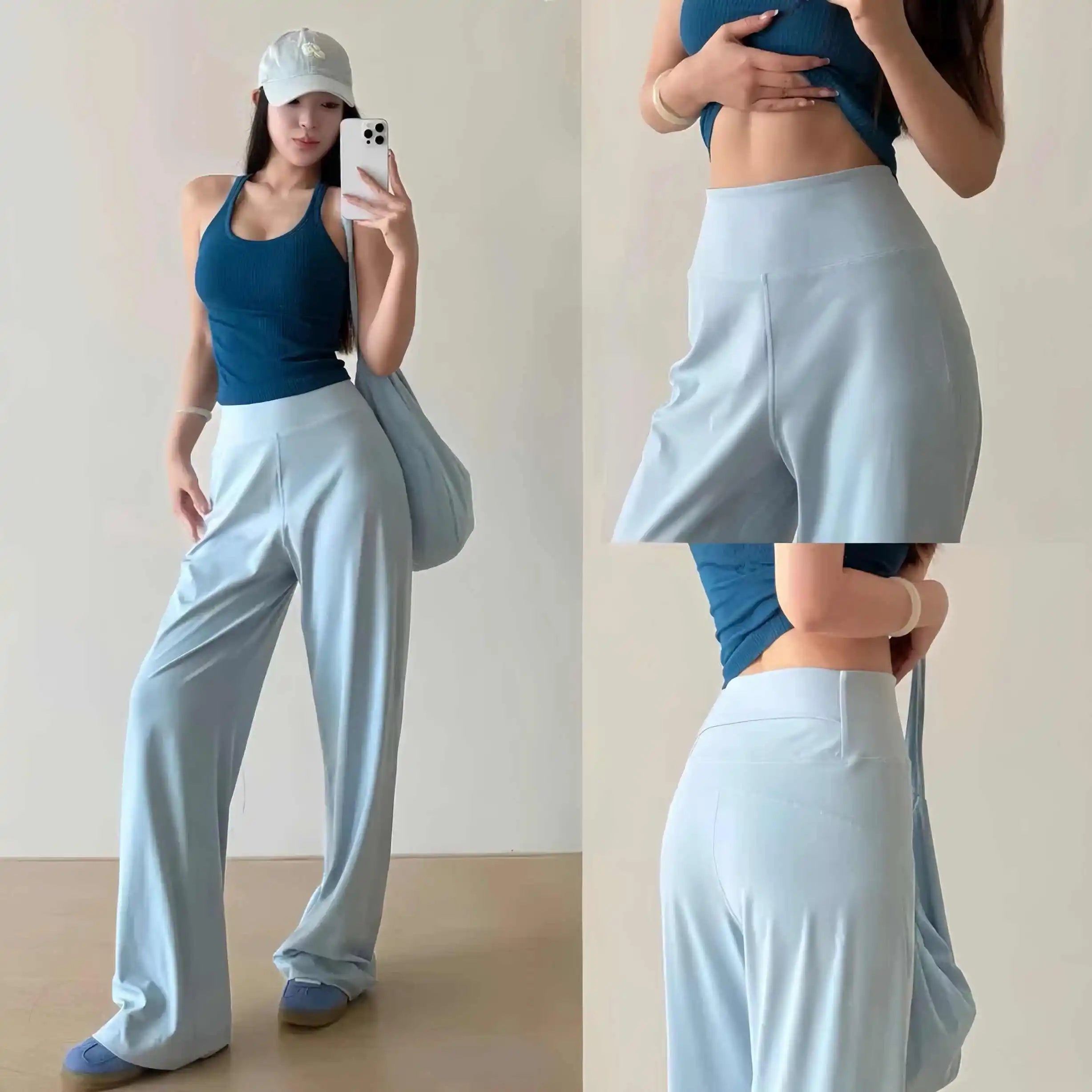 Women's High-Waisted Loose Sporty Wide-Leg Pants with Breathable and Casual Fit for Outdoor Wear