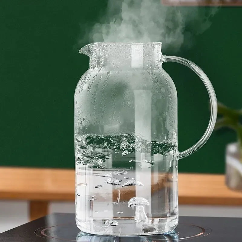 Heat Resistant Glass Cold Water Jug, Fruit Juice Pitcher, Coffee, Afternoon Tea, Flower Tea Pot, Large, Household Drinkware