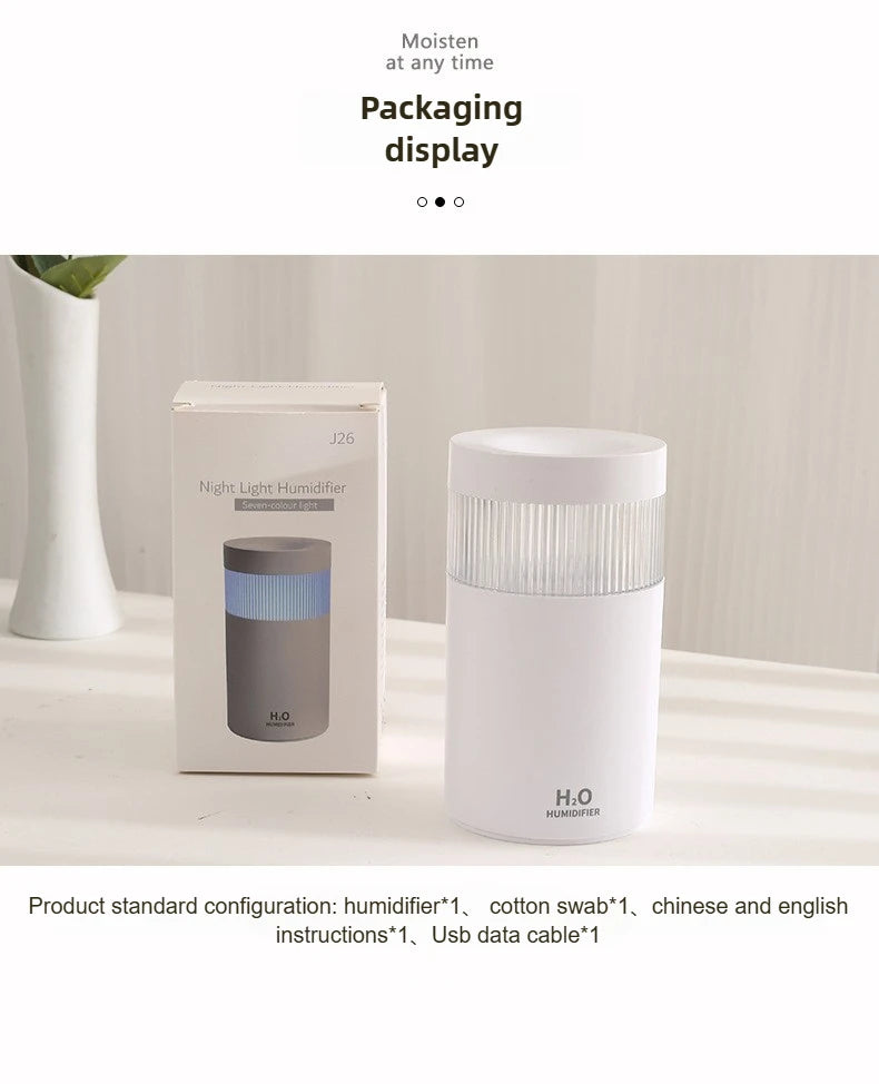 Mini 300ml Portable Air Humidifier USB Desktop Indoor Mute Air Atomization Humidifier Mist Maker Lights for Car Home Bedroom