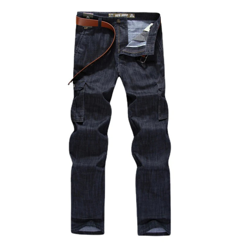 High Quality Men's Jeans Multi Pocket Denim Cargo Pants Oversized Casual Pants Men Clothing Loose Trousers 29-44