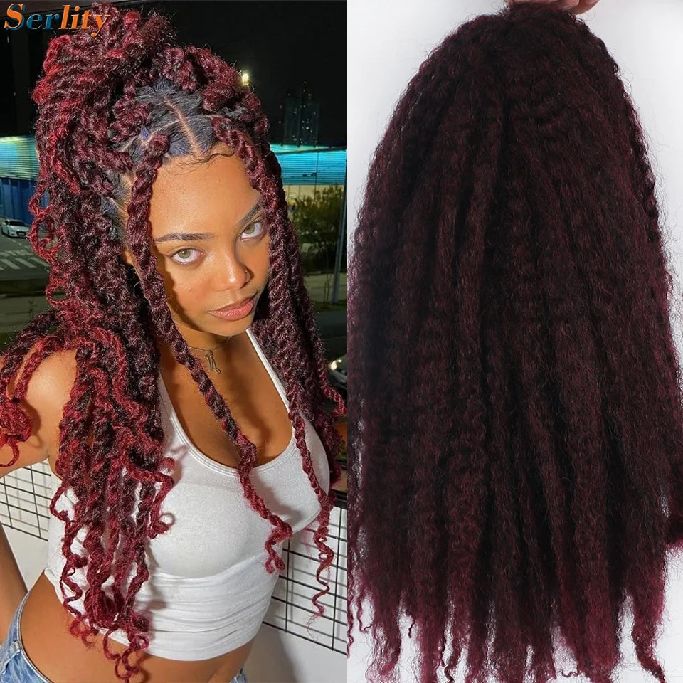 Marley Twist Braiding Hair Pre Stretched 1- 6 Packs Ombre Afro Kinky Curly Crochet Hair for Faux Locs Jumbo Marley Twists Hair