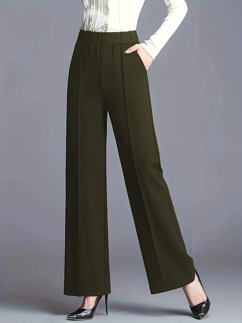 Women High Waist Draped Wide Leg Suit Pants Loose Slimming Straight Casual Versatile Trousers Multiple Colors Daily Commuter