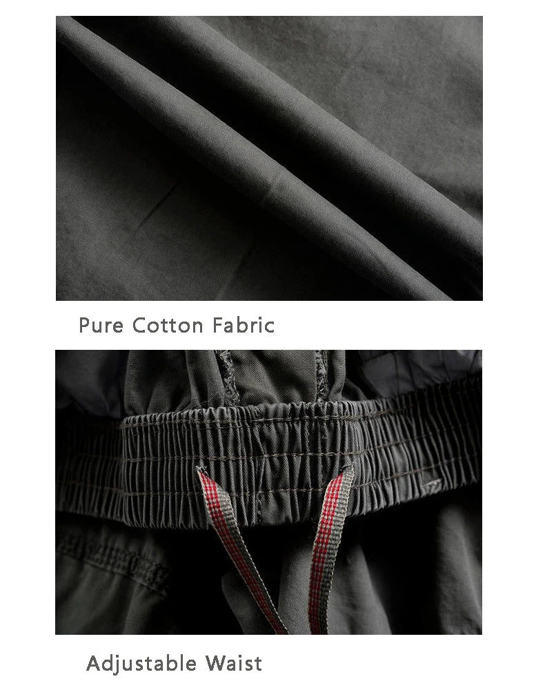 Mens Casual Cargo Pants Loose Fit Spring Autumn Men's Cotton Trousers Sports Many Pockets Wide Leg Straight Pants