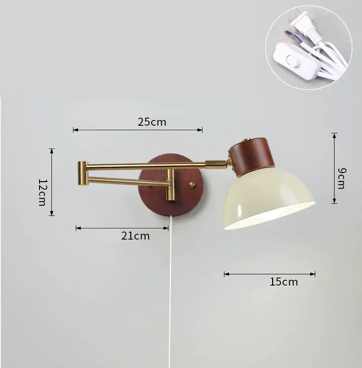 LED Bedroom Bedside Wall Lamp Swing Arm Wall Light Folding Telescopic Study Reading Lamp Study Decor Sconce Lighting