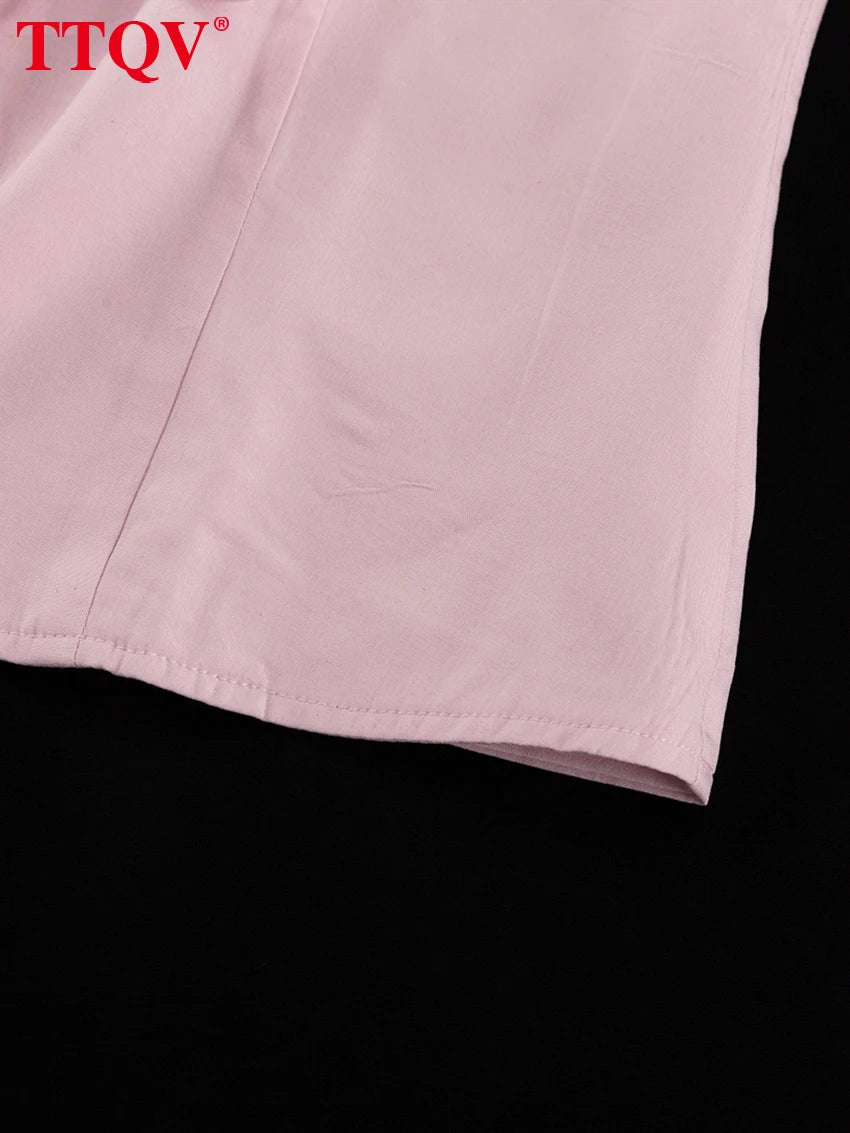 TTQV Summer Loose Pink 2 Piece Sets Woman Outfit Fashion Sleeveless Tank Top With High Waist Wide Pants Set Female Streetwear