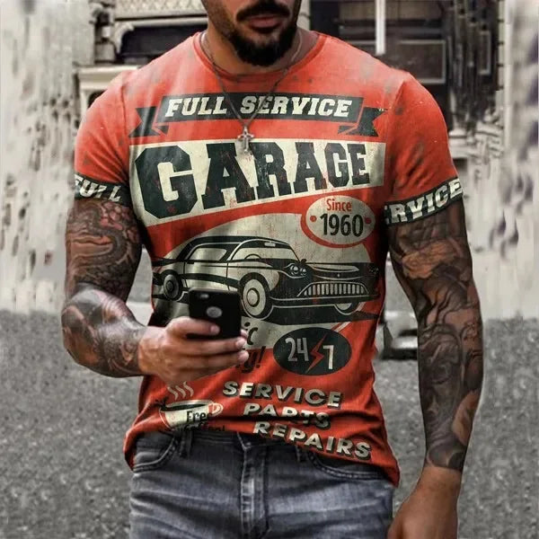 MOBIL Men's T-Shirt 3D Graphics Texaco Car Oil Pullover Fashion Summer Casual Tops Sweatshirt Men's Harajuku T-Shirt Clothing