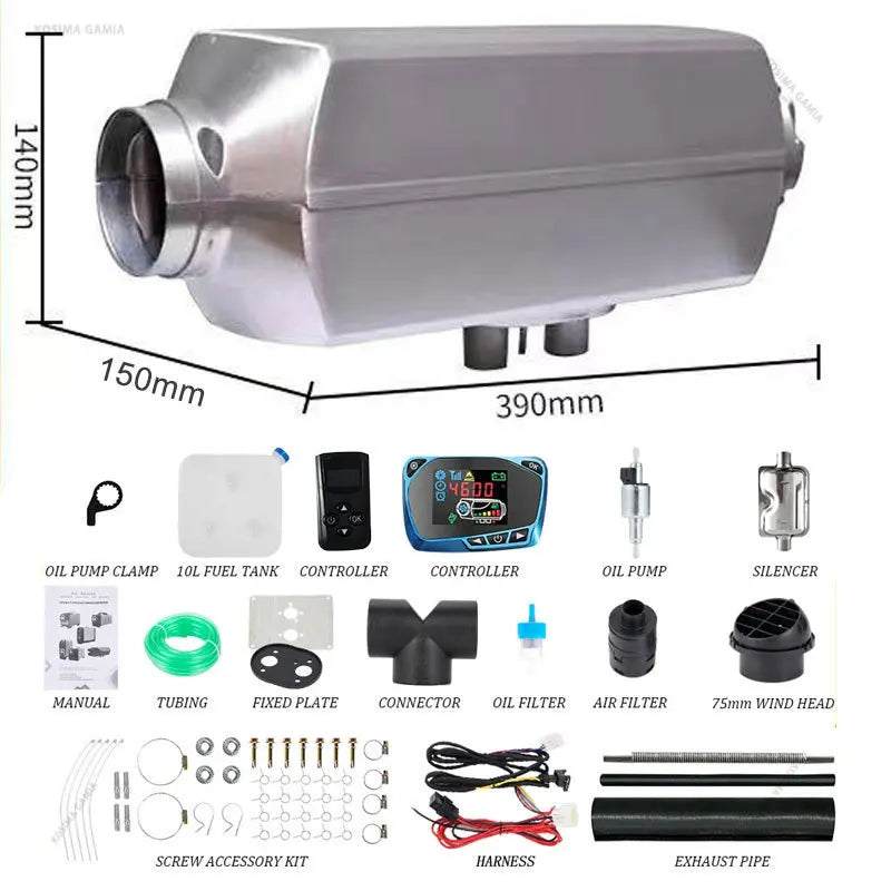 Car Diesel Heater 12V 24V 5KW Air Diesel Parking Heater Low Noise for Truck RV Trailer Boat Heating Remote Control Air Heater