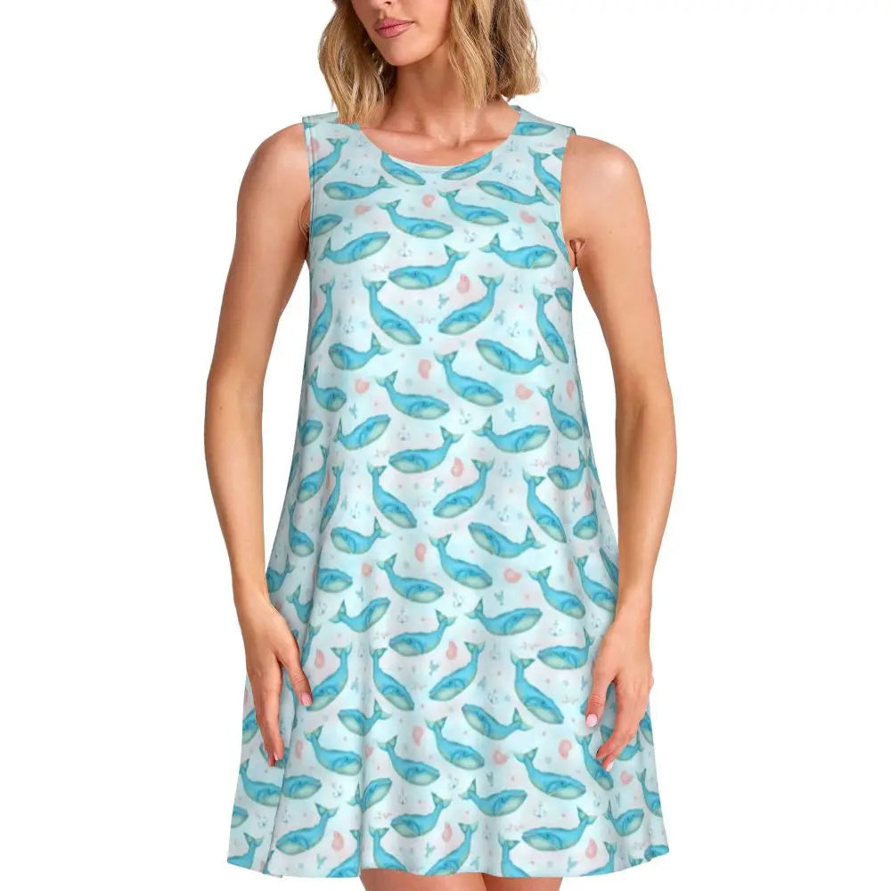 Hawaii Beach Dress Palm Tree Print Sexy Dresses Women Sleeveless Aesthetic Tank Dress Daily Print Oversized Vestidos