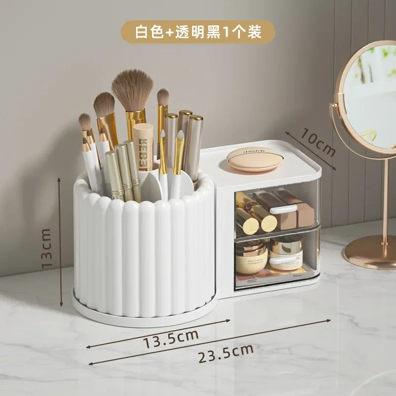 360 Rotating Makeup Desktop Cosmetic Storage Box Organizer Large Capacity for Bathroom Portable Lipstick Makeup Brush Pen Holder