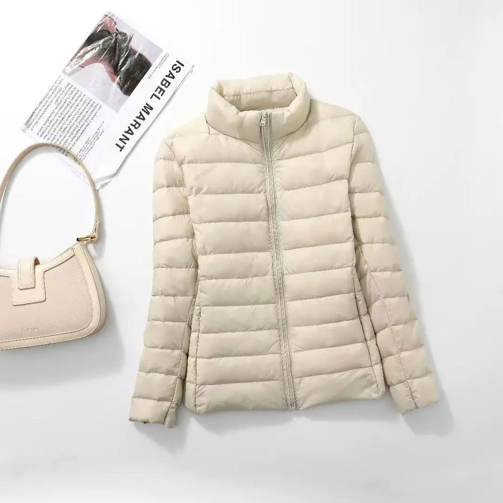 Autumn and Winter Women's 2025 New Lightweight Down Jacket Women's Vertical Collar Outdoor Windproof Warm Down Jacket Coat