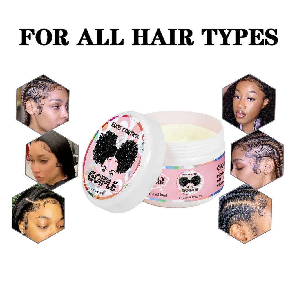 GOIPLE Long Lasting Hold Edge Control Gel for Black 4C Non-greasy Styling Wax Tame Frizz Slick Baby Hair Broken Finishing Cream