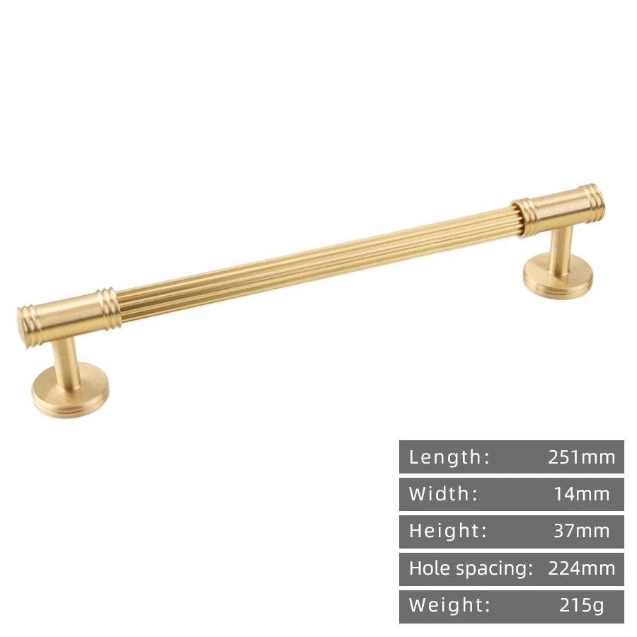 KEDLO French modern light luxury solid brass gold stripe long handle kitchen cabinet Pull handle drawer T handle
