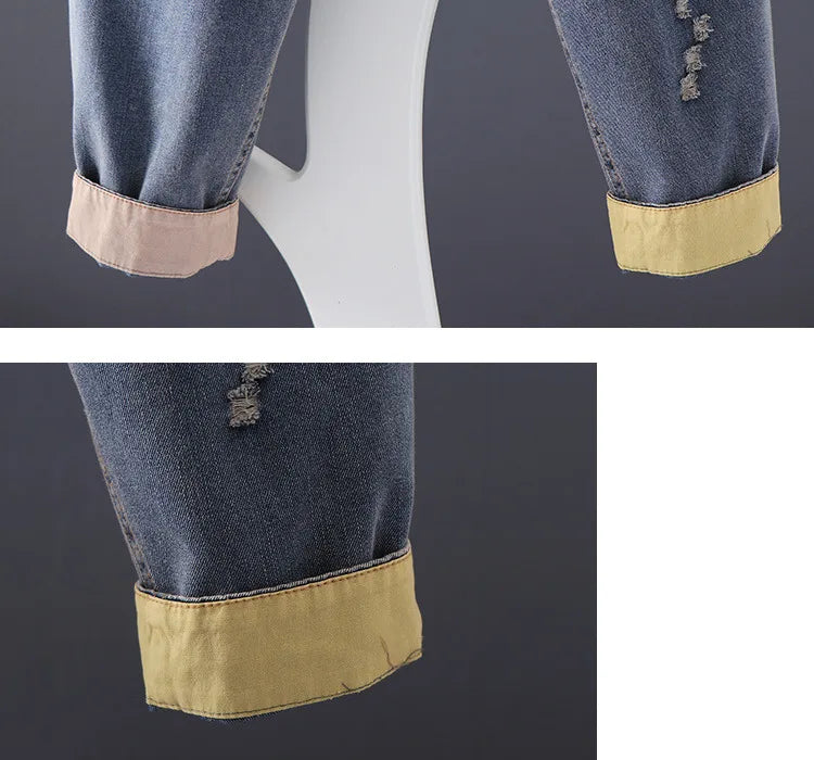 Women's Casual Boyfriend Baggy Jeans Fashion Vintage Style Patchwork Streetwear Female Denim Pants Loose Versatile Harem Trouser