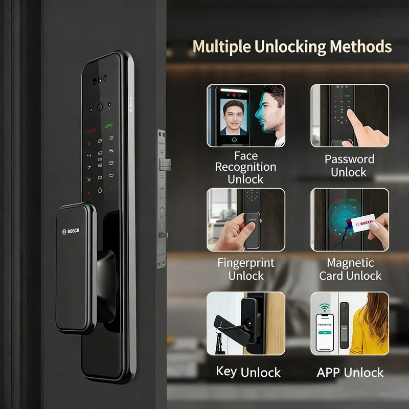 Bosch EL600VF Smart Lock 3D Face Recognition Fingerprint Password Security Electronic Lock for Entrance Doors Anti-Theft Door