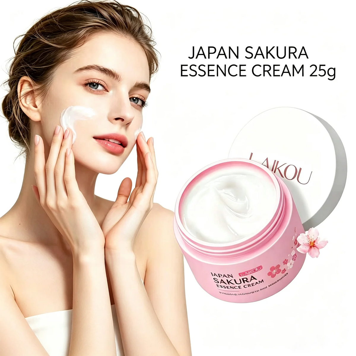 LAIKOU Sakura Essence Cream 25g - Moisturizing, Even Tone, Smooth Fine Lines with Niacinamide & HA