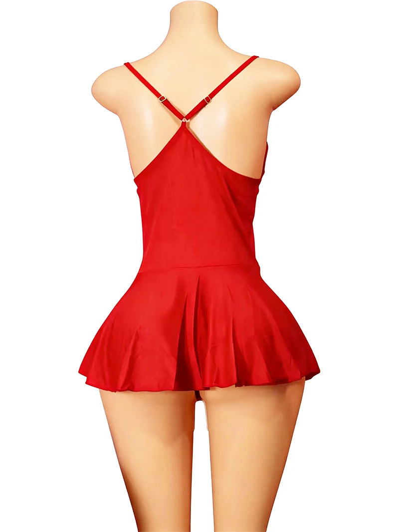 Red Sexy Crotchless Dresses For Women Summer Backless Mini Nightdress Slip Sleeveless Vestidos Y2k Clothes Evening Party Dress