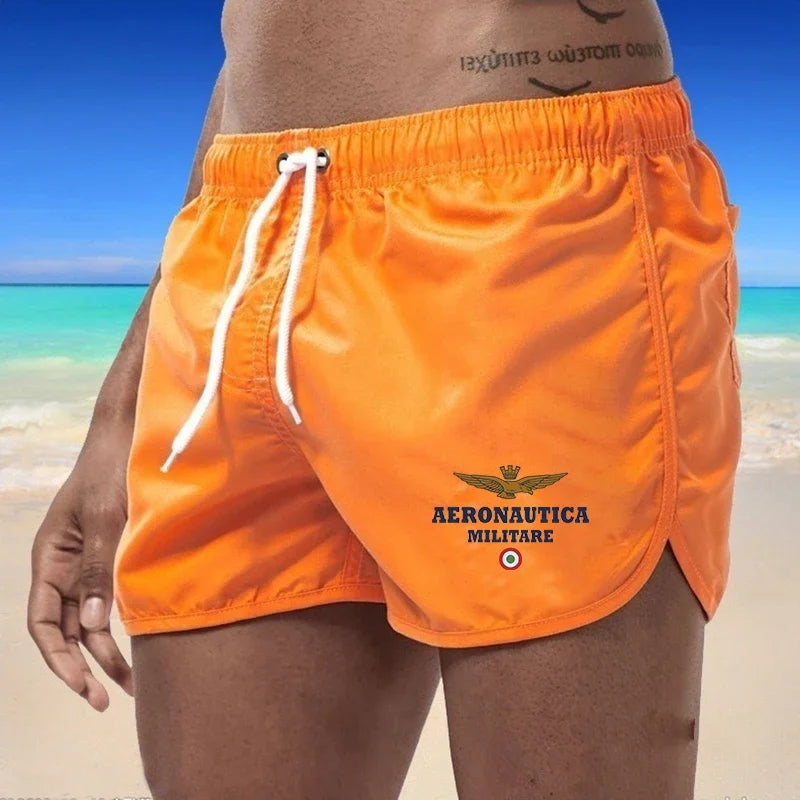 2024 Men's Fashion Printed Swimming Shorts Quick-Drying Beach Suit Breathable Drawstring Pocket