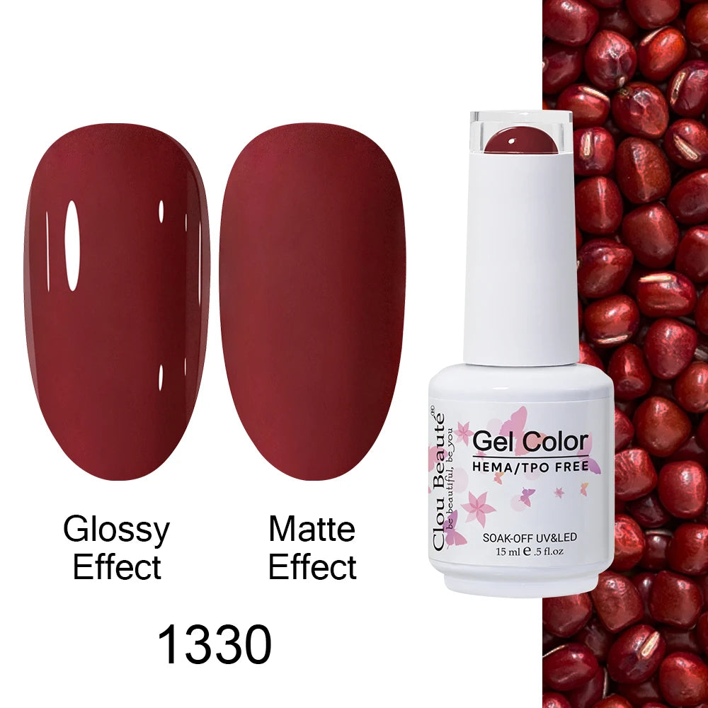 Clou Beaute HEMA TPO FREE Caramel Brown Wine Red Coffee Gel Nail Polish High Pigment Autumn Nail Art Full Coverage UV Varnish