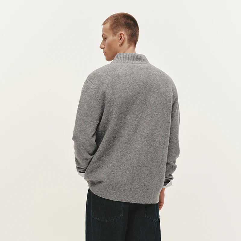 Semir Knitted Sweater Men Winter Half-Open Placket High Collar Wool Blend 2025 New Basic Pullover Men's Clothing