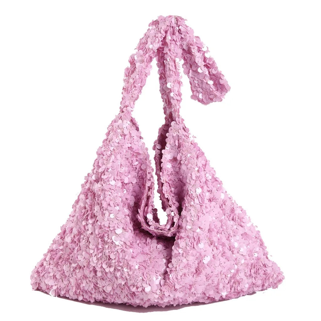 Women'S Sequined Tote Bag Medium-Soft Shoulder Tote Bag Large Capacity Tote Casual For Shopping Meeting Date
