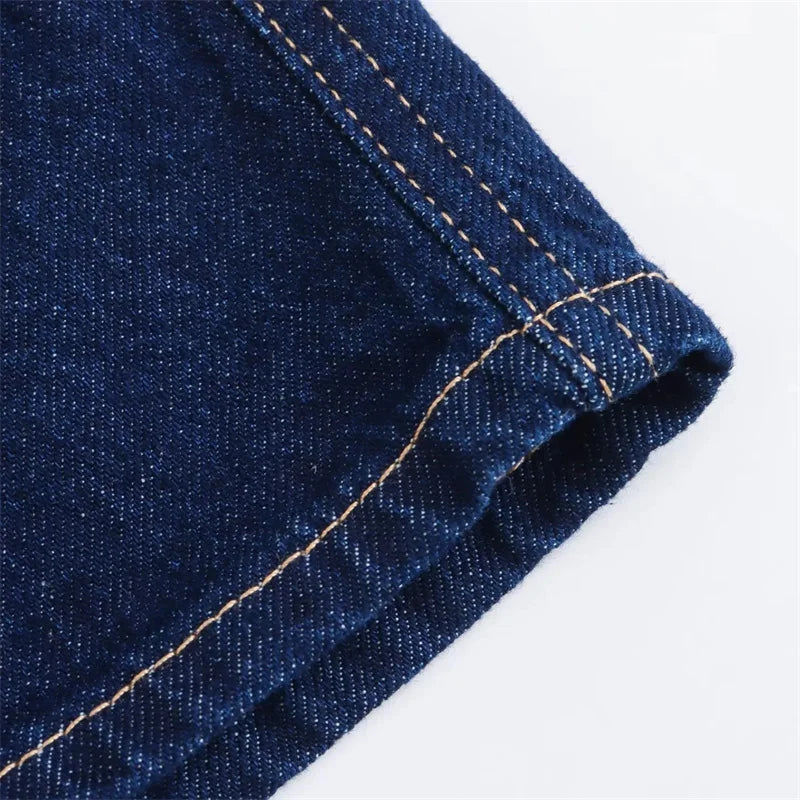 MUJER Blue Denim Shirt Woman Short Sleeve Cropped Shirt Women Summer Short Tops Woman Streetwear Y2k Stylish Women's Blouses