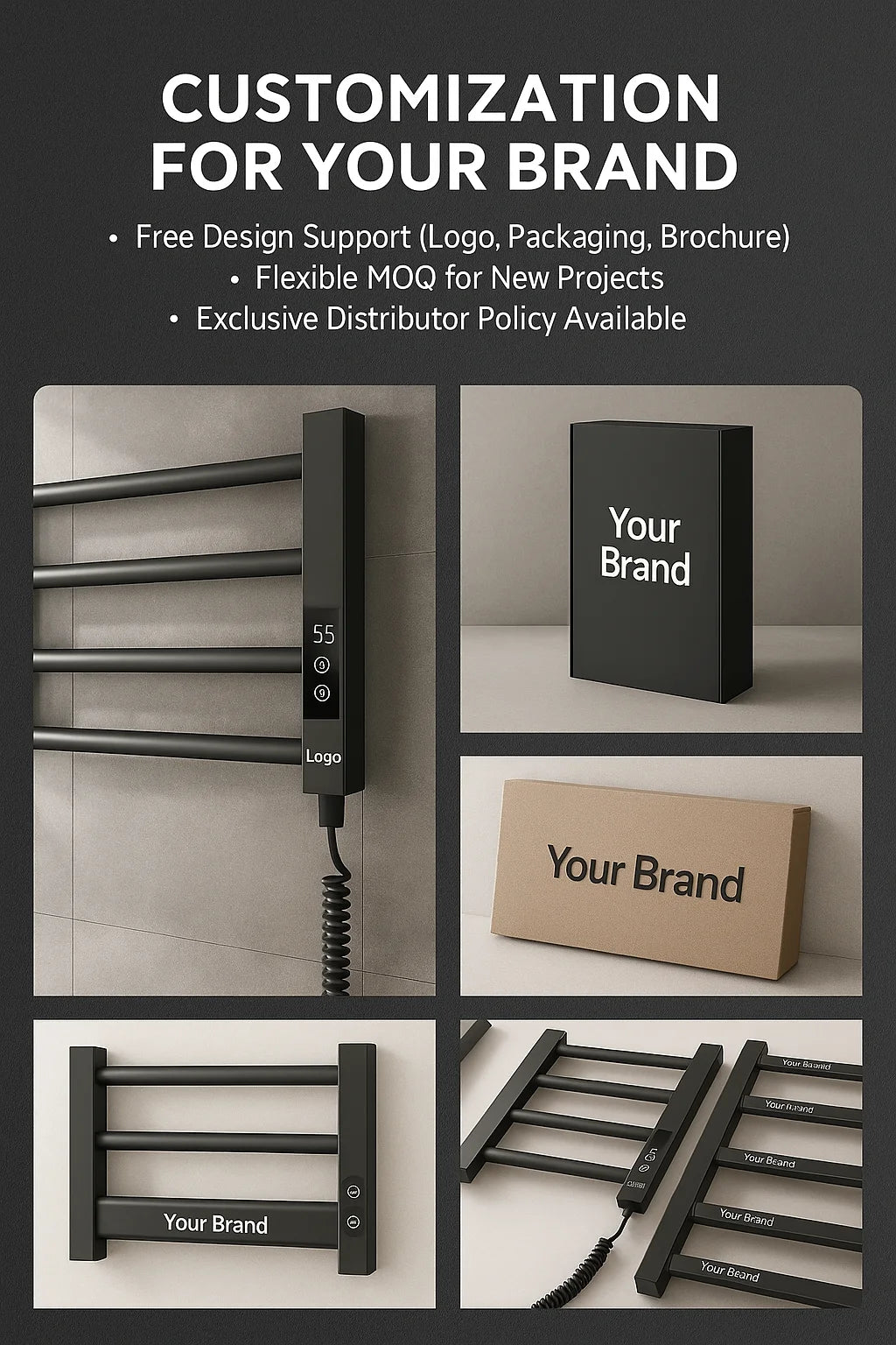 Mini Electric Towel Warmer Black Spa Dryer with Rail Machine Stand Steel Bathroom Accessory for Home Use Wet Heated Hanger