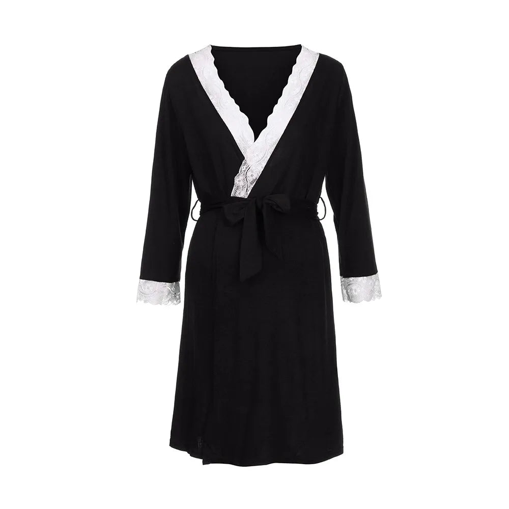 Lace Dresses For Women Pregnant Womens Long Sleeve Comfortable Breathable Nightdress Women Adjustable Strap Maternity Dress