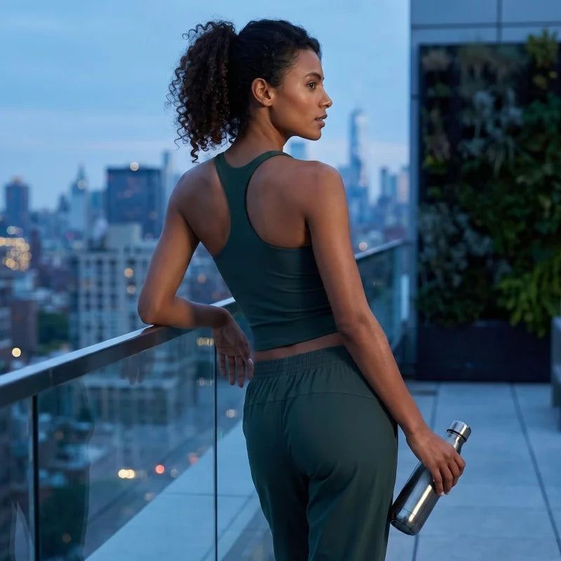 Longline Yoga Tank Top with Built in Bra Women Quick Dry Gym Camisole Workout Shirts Soft Slim Fit Sports Vest Athleisure