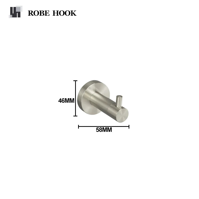 Brushed Nickel Wall Mount Stainless Steel Bathroom Hardware Set Towel Bar Towel Ring Paper Holder Robe Hook Bathroom Accessories