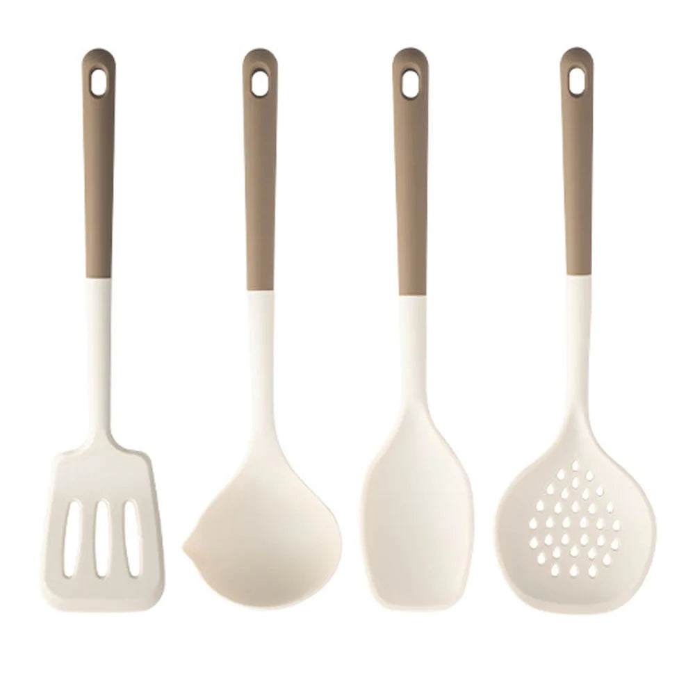 New 4/5/6/7/10Pcs Silicone Kitchen Utensils Spatula Shovel Soup Spoon Cooking Tool Non-Stick Silicone Handle Kitchen Gadgets