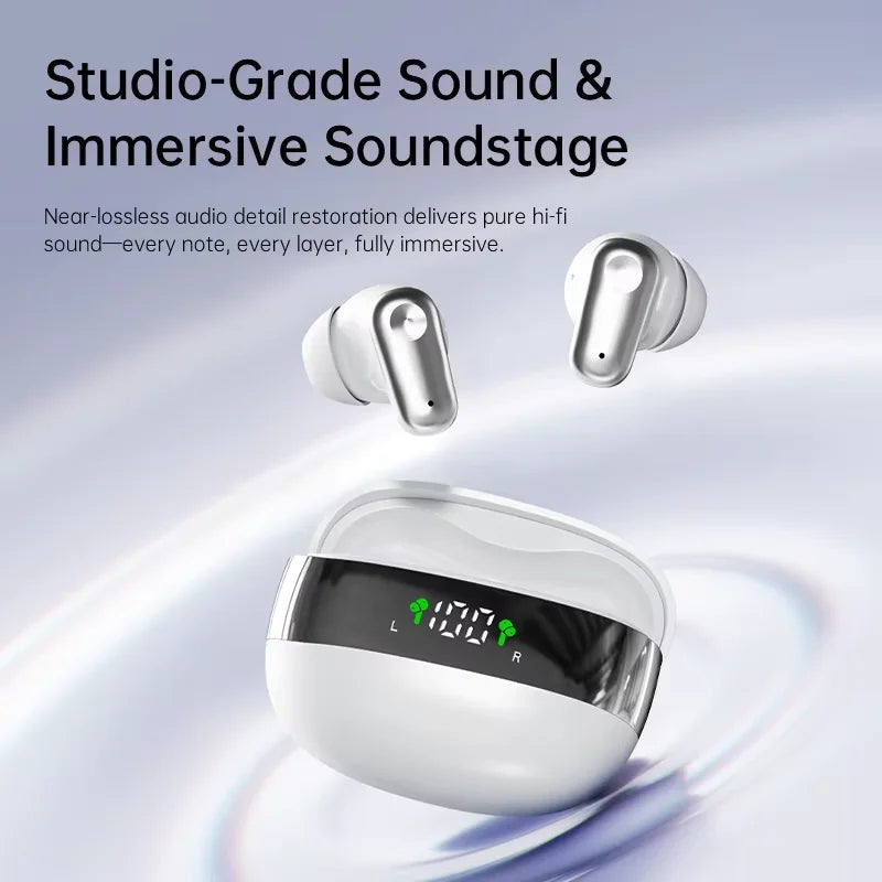 MINI550-Wireless Headphones, High-Fidelity Stereo Headphones, with Noise Cancellation Feature and LED Display, Mini Headphones