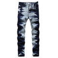 Kakan - New European and American Elastic Slim Fit Jeans for Men, High Street Novelty Deep Blue Long Jeans K36-L007