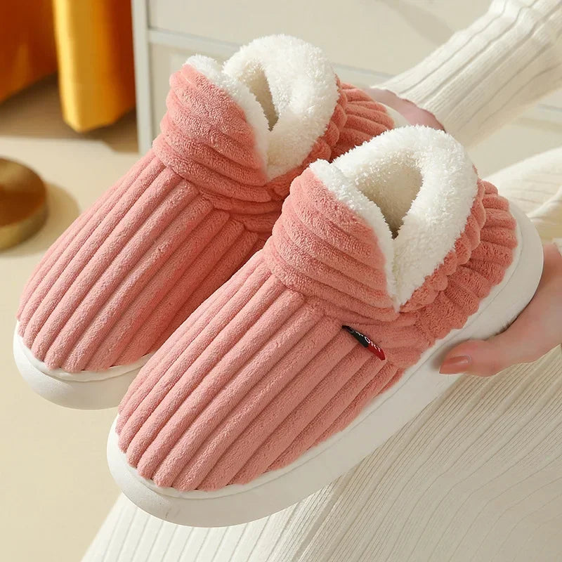 Warm Furry House Slippers Women Men Winter New Fashion Comfort Plush Slippers Home Indoor Outdoor Soft Thick Sole Cotton Shoes