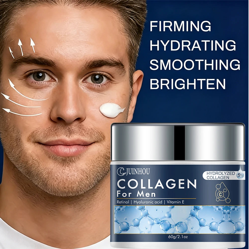 JUINHOU Men's Daily Anti-aging Hydration Face Cream Collagen Retinol Moisturizing Oil Control Firming Skin Refreshing Non-Greasy