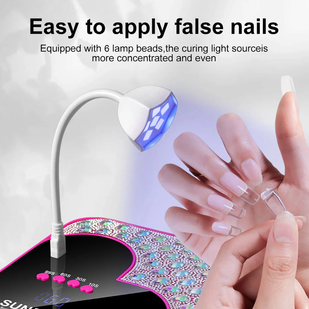 3D Diamond UV LED Nail Lamp For Fast Drying Gel Nail Phototherapy Heart Shape Machine 45 LEDs Manicure Salon Tool Equipment