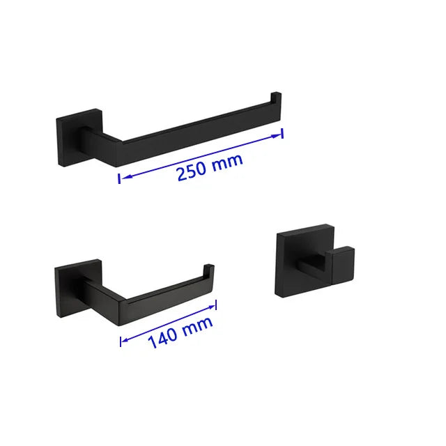 Matte Black Bathroom Hardware 304 Stainless Steel Towel Rack Toilet Paper Holder Liquid Soap Holder Towel Bar Toilet Accessories