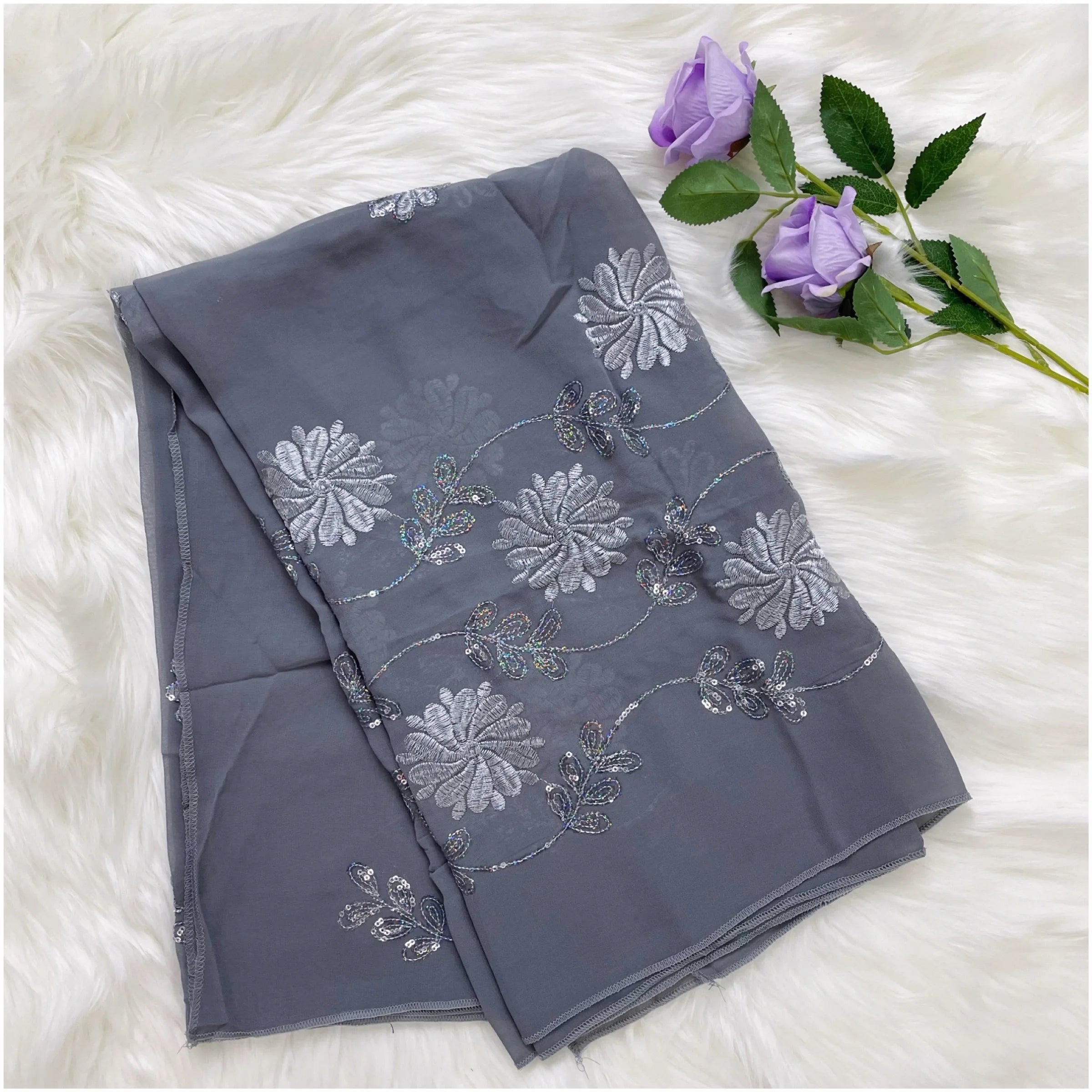 2023 Latest African Spring Women Scarf Chiffon Sequin Embroidered Ramadan Hijab Shawl Fashionable Casual Diamond  Headscarf