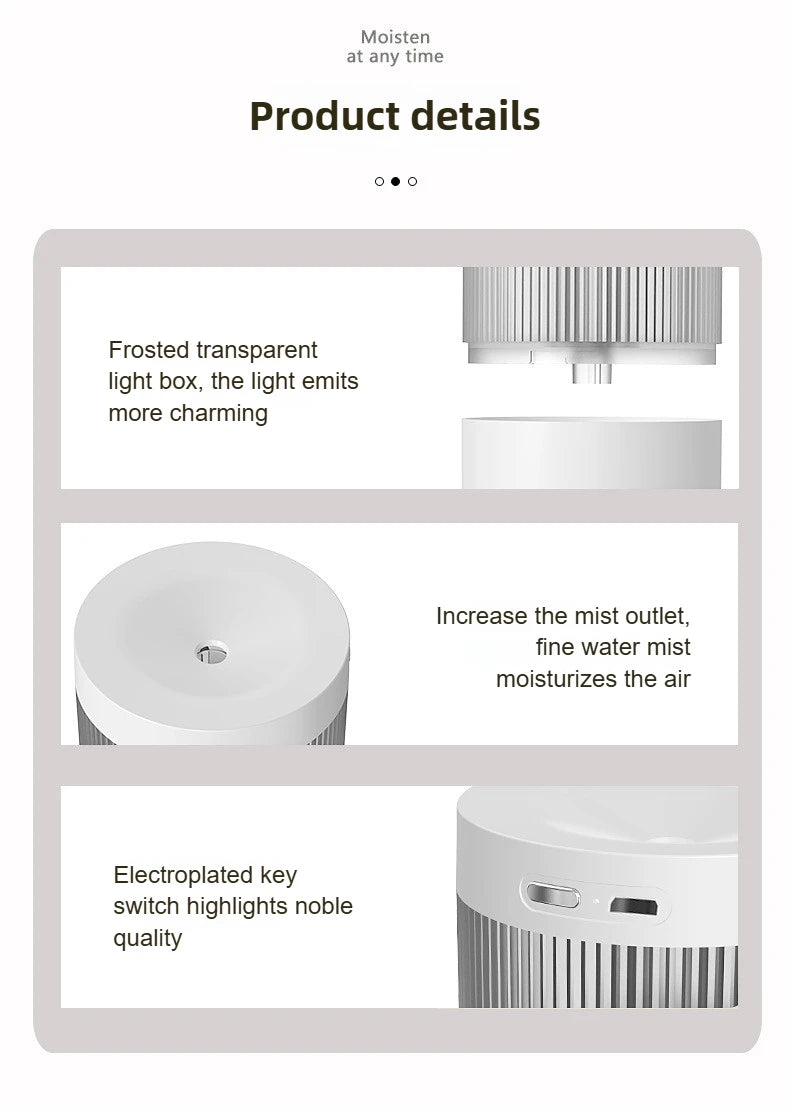 Mini 300ml Portable Air Humidifier USB Desktop Indoor Mute Air Atomization Humidifier Mist Maker Lights for Car Home Bedroom