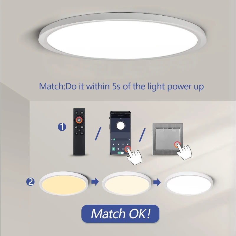 Led Ceiling Lights Large 20Inch Ultra-thin Remote Control APP Dimmable Smart Modern Lamp For Living Room Bedroom Home Decoration
