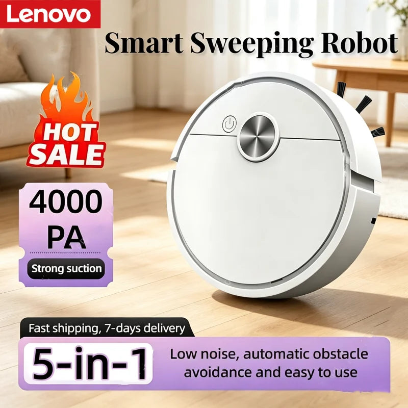 Lenovo 5-in-1 Model Sweeping Robot Automatic Home Mini Cleaning Machine USB Charging Smart Sweep Mop 5-In-1 Vacuum Cleaner 2026