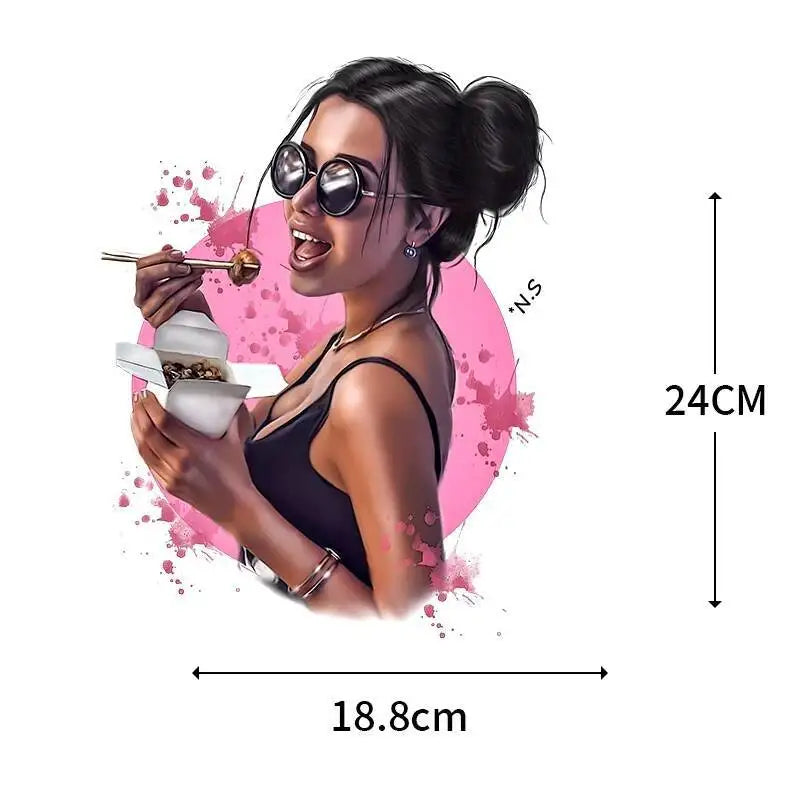 Fashionable Black Girl Heat Transfer Printed Stickers DIY Women's T-shirt Sweatshirt Decoration Heat Transfer Personalized Print