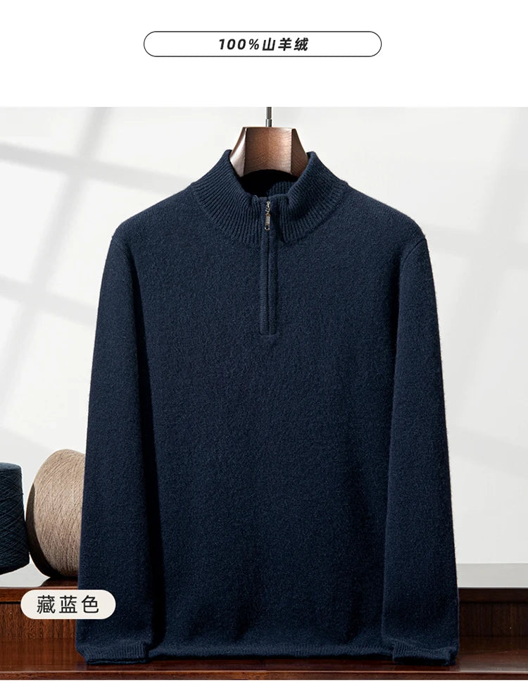 Autumn and Winter 100% Cashmere Men's Clothes Classic England Wind Solid Color Man Thicken Sweater Fashion Men Knitted Pullover