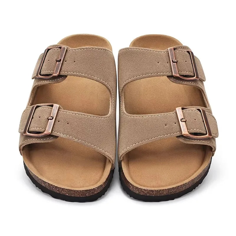 Crestar Womens Mens Sandals Fashion Adjustable Buckle Cork Footbed Slides Outdoor Beach Sliipers with Comfortable Arch Support