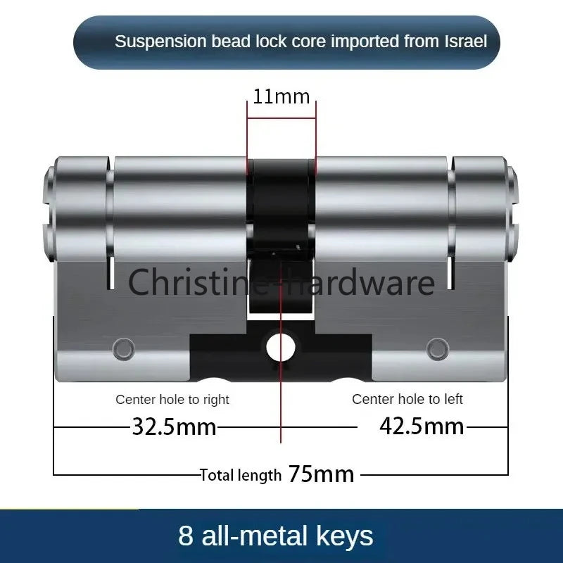 65-130MM High Quality European Standard Lock Cylinder,Super C-Level Anti-Theft Door Lock Cylinder,Household Copper Lock 8 Keys